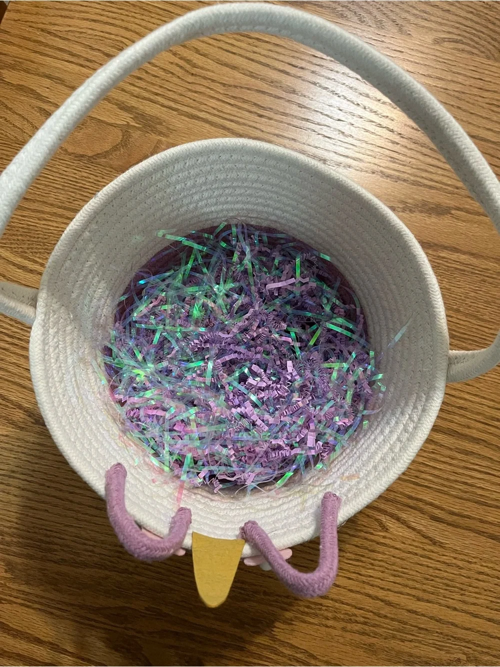 Unicorn Decorative Rope Easter Basket - White & Lavender